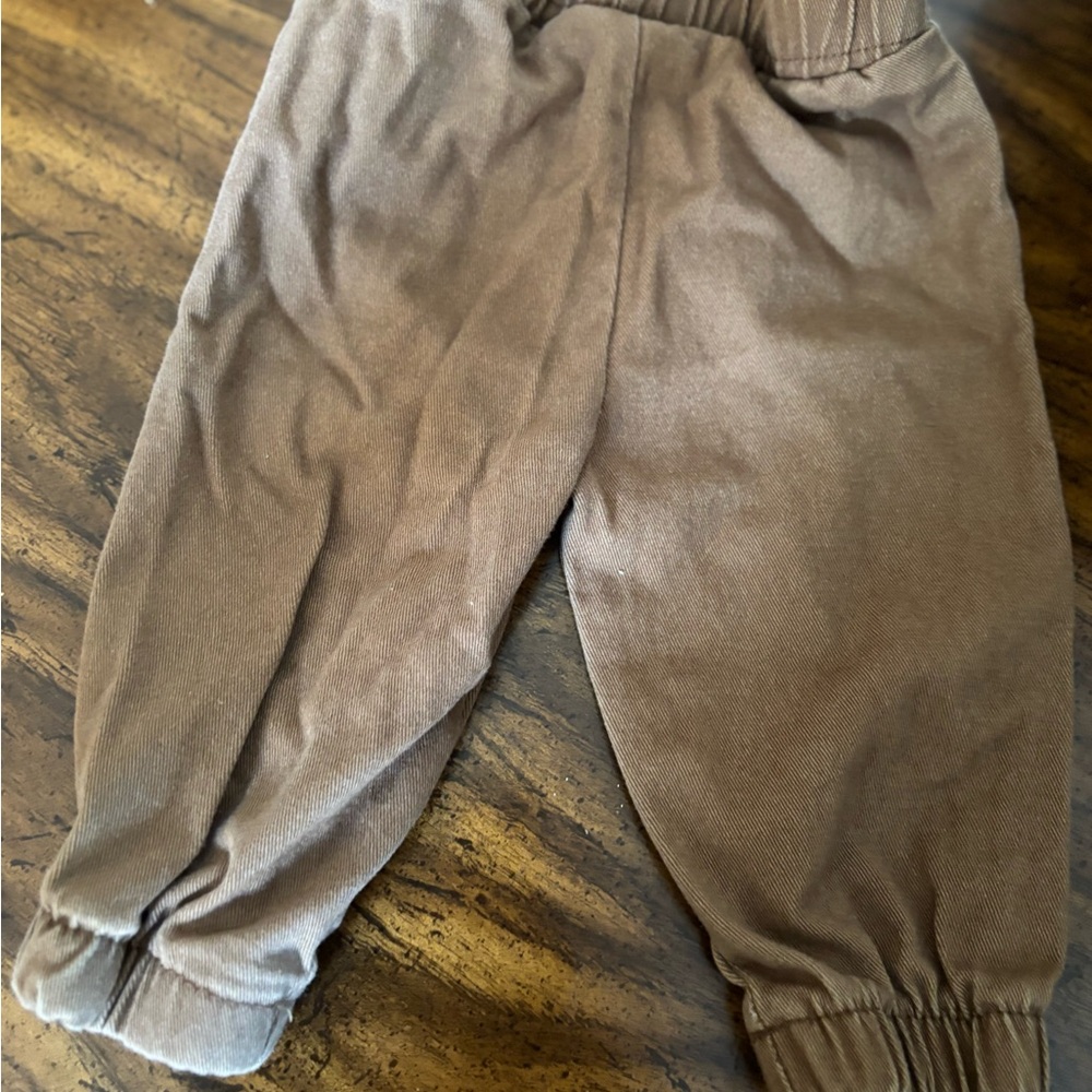 Kids Brown Elastic Waist Jogger Pants